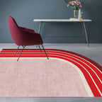 Slaapkamer vloerkleed – Onregelmatig kleurblok streep patroon – Polyester, huisdiervriendelijk