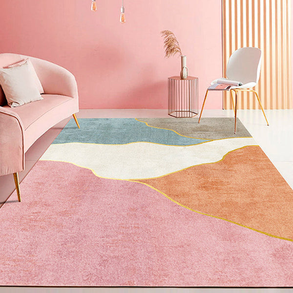 Vloerkleed met kleurblokontwerp – Huisdiervriendelijk – Polyester voor kamer