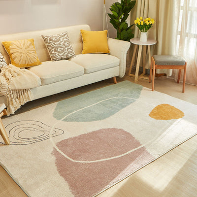 Vloerkleed – Anti-slip | Katoenmix | Easy Care, Multi-kleuren kleurblok design — Licht groen