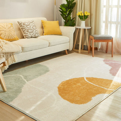 Vloerkleed – Anti-slip | Katoenmix | Easy Care, Multi-kleuren kleurblok design — Licht geel