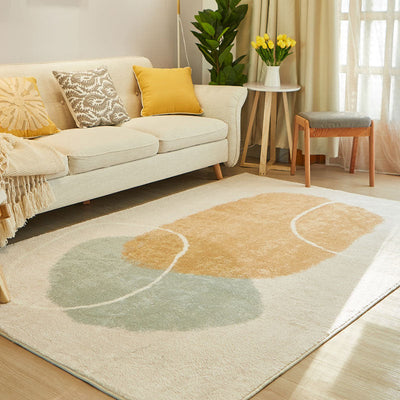 Vloerkleed – Anti-slip | Katoenmix | Easy Care, Multi-kleuren kleurblok design — Geel