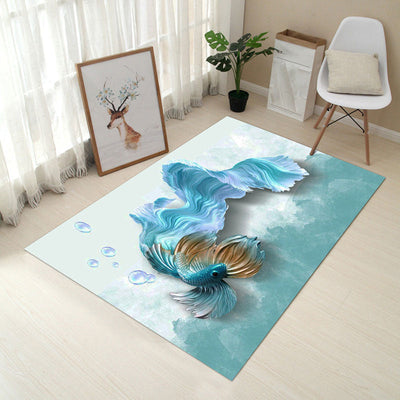 Vloerkleed – Creatief ontwerp – Polypropyleen, wasbaar, huisdiervriendelijk, niet-slip — Blauw meer