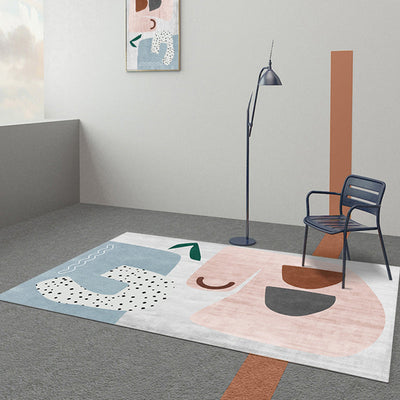Vloerkleed | Abstracte print | Vlekbestendig, antislip, polyester, machinewasbaar — Lichtblauw