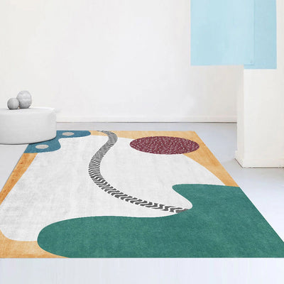 Vloerkleed | Abstracte print | Vlekbestendig, antislip, polyester, machinewasbaar — Donkergroen