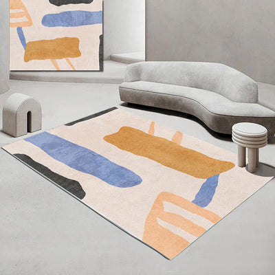 Vloerkleed | Abstracte print | Vlekbestendig, antislip, polyester, machinewasbaar — Lichtroze