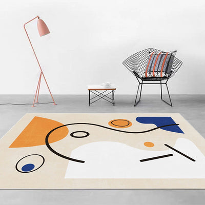 Vloerkleed | Abstracte print | Vlekbestendig, antislip, polyester, machinewasbaar — Khaki