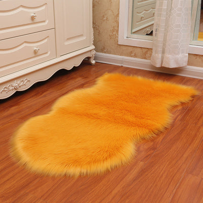 Vloerkleed – Onregelmatige vorm, anti-slip achterkant – Polyester, machine wasbaar, multi-gekleurde design — Geel