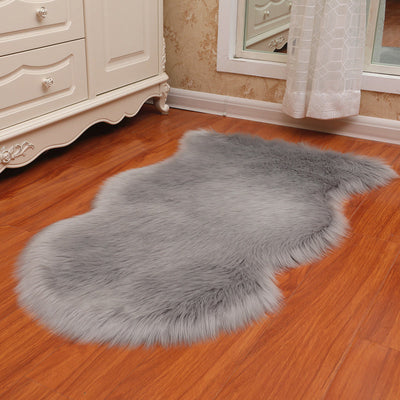 Vloerkleed – Onregelmatige vorm, anti-slip achterkant – Polyester, machine wasbaar, multi-gekleurde design — Grijs