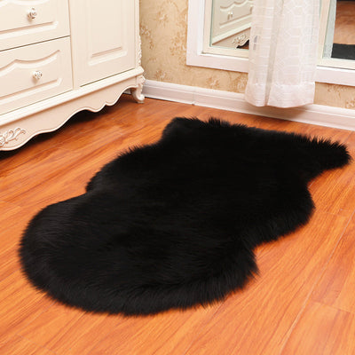 Vloerkleed – Onregelmatige vorm, anti-slip achterkant – Polyester, machine wasbaar, multi-gekleurde design — Zwart