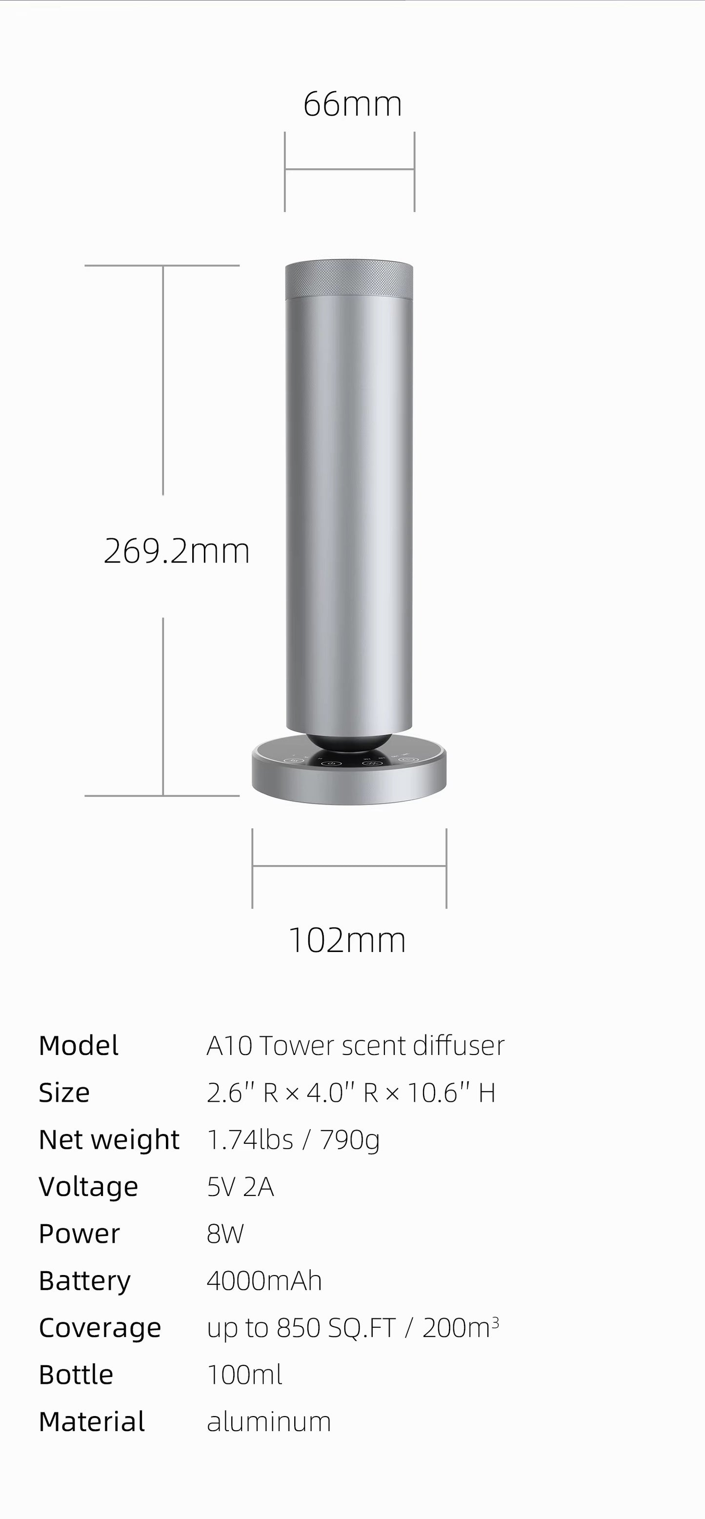 Tall Floor Aroma Diffuser M-090L | 120ml | Bluetooth & Remote Control