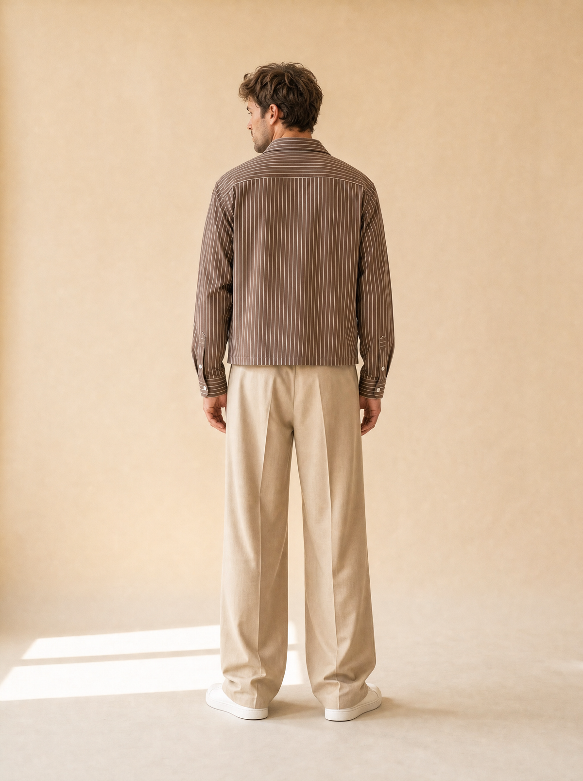 Casual shirt | Lange mouwen | Gestreept ontwerp - Bruin - POUEV