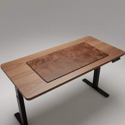 Bureau onderlegger | Antislip | PU-leer — Donker bruin