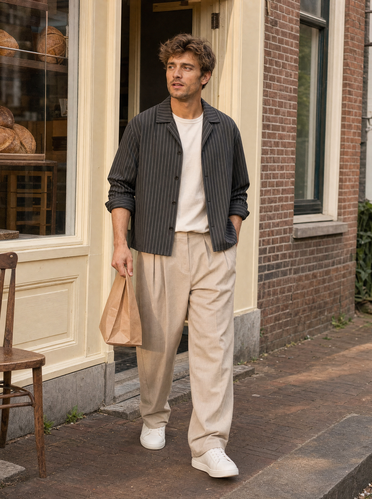 Gestreept Overhemd | Lange Mouw | Casual Herenkleding-zwart-gestreept