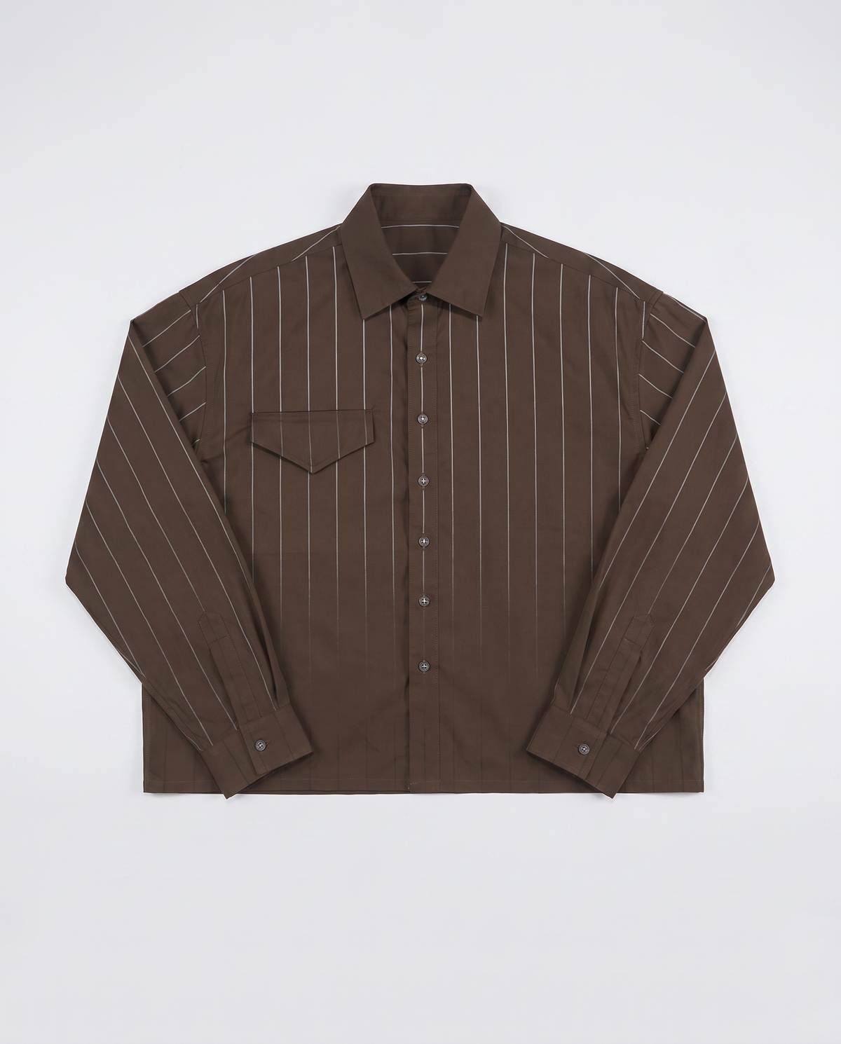Heren overhemd | Boxy casual pasvorm | 100% katoen, ademend, lange mouwen, Bruin