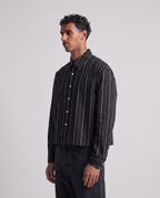 Casual overhemd | 100% katoen | Lange mouwen met knopen - Zwart